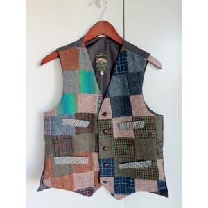 Vintage Irish Tweed Wool Vest Patchwork Unisex Menswear Style Size M Heritage